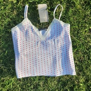 Brandy Melville Red Heart Lace Amara Tank